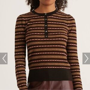 Ulla Johnson Robin Fair Isle Henley Sweater Size Small